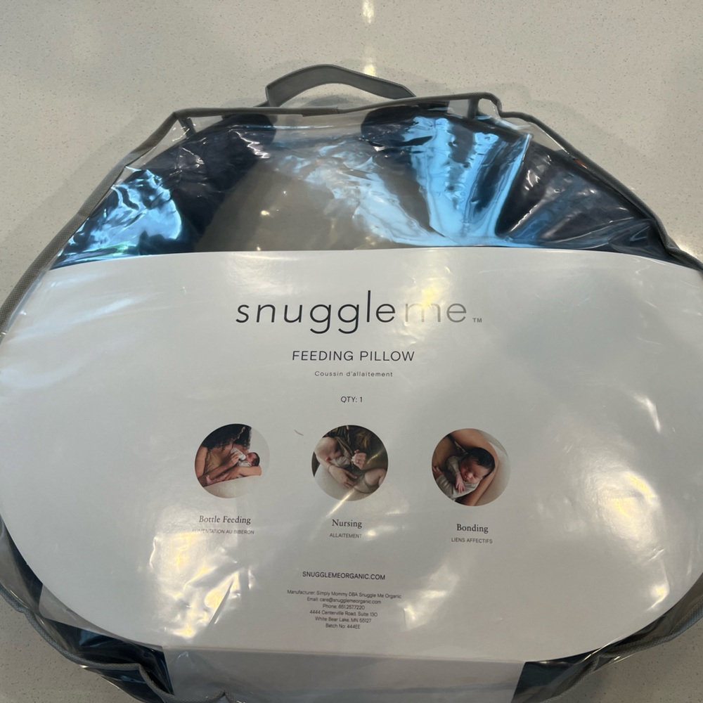 EUC snuggle me organic feeding or propping pillow in “sparrow” dark gray color